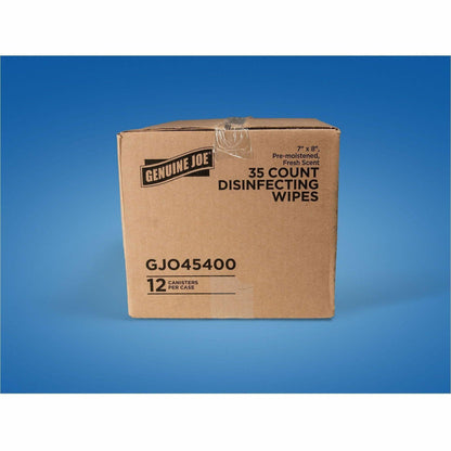 Genuine Joe Broad-Spectrum Disinfectant Wipes, 35 Wipes/Tub, 12 Tubs/Carton (GJO45400)
