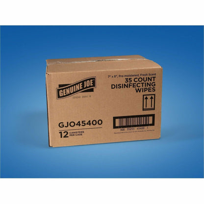 Genuine Joe Broad-Spectrum Disinfectant Wipes, 35 Wipes/Tub, 12 Tubs/Carton (GJO45400)