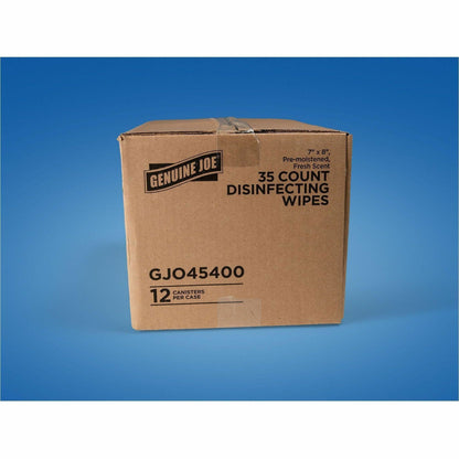 Genuine Joe Broad-Spectrum Disinfectant Wipes, 35 Wipes/Tub, 12 Tubs/Carton (GJO45400)