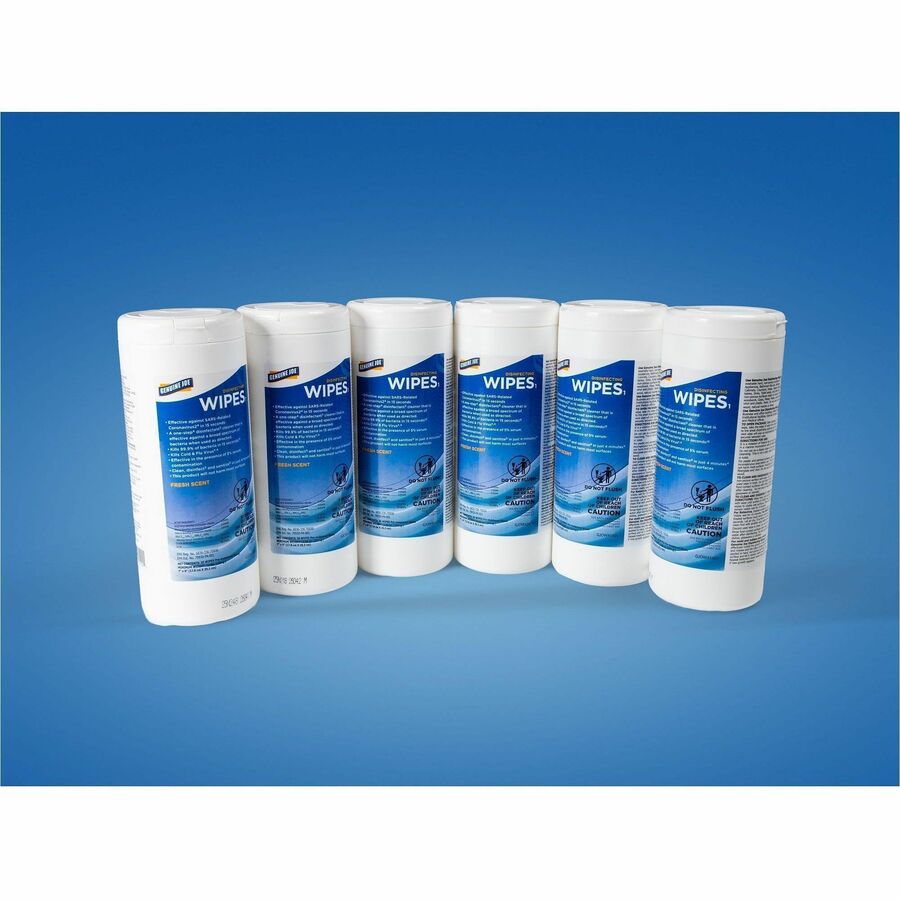 Genuine Joe Broad-Spectrum Disinfectant Wipes, Fresh Scent, 50 Wipes/Tub, 6 Tubs/Carton (GJO45401)