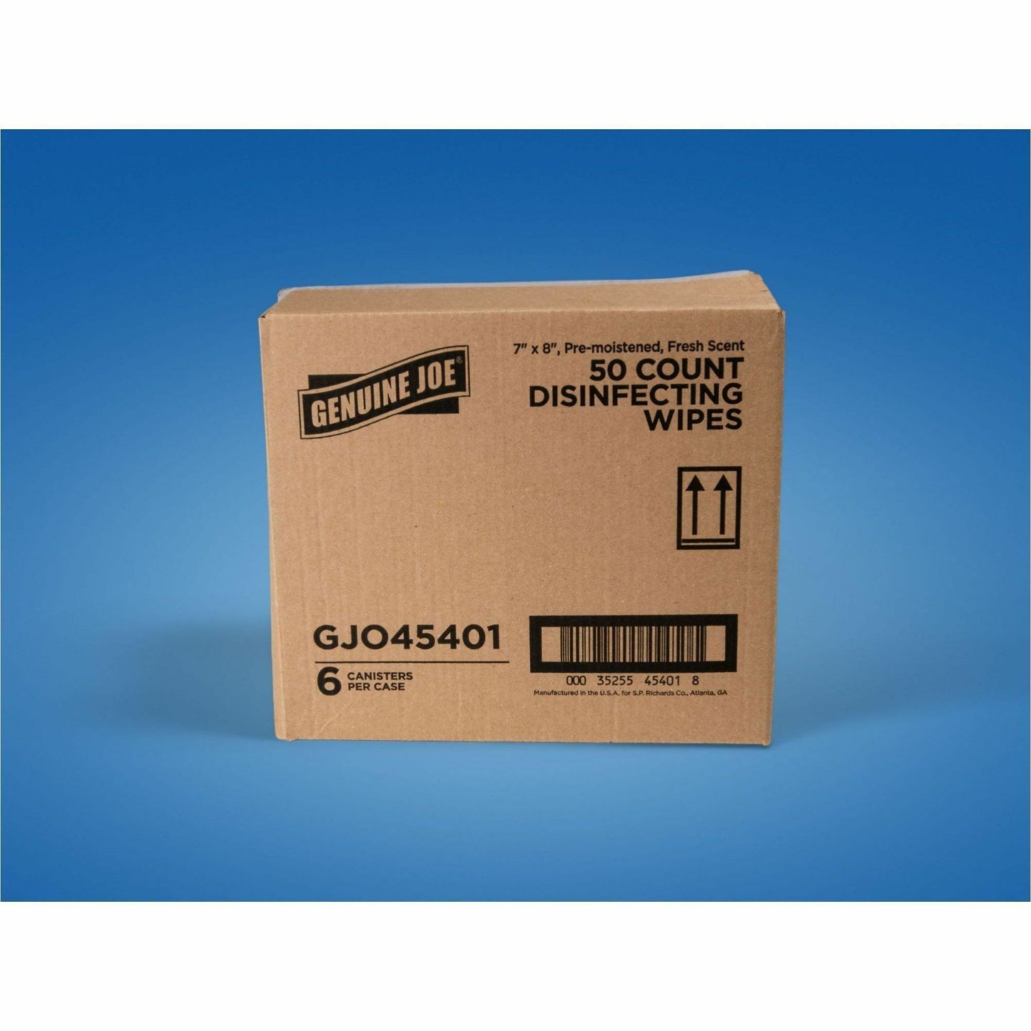 Genuine Joe Broad-Spectrum Disinfectant Wipes, Fresh Scent, 50 Wipes/Tub, 6 Tubs/Carton (GJO45401)