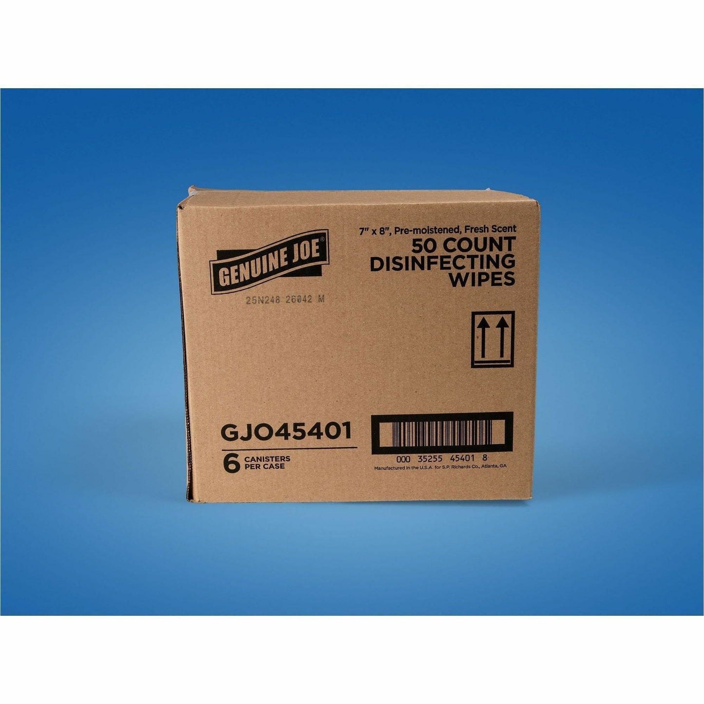 Genuine Joe Broad-Spectrum Disinfectant Wipes, Fresh Scent, 50 Wipes/Tub, 6 Tubs/Carton (GJO45401)