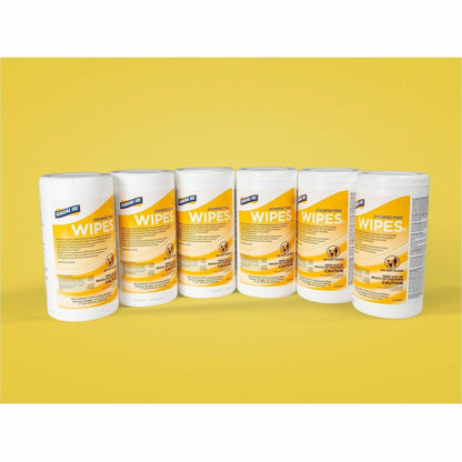 Genuine Joe Broad-Spectrum Disinfectant Wipes, Lemon Scent, 75 Wipes/Tub, 6 Tubs/Carton (GJO45500)