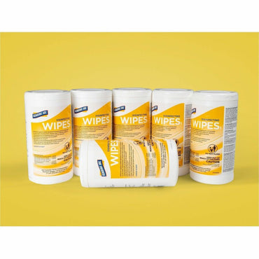 Genuine Joe Broad-Spectrum Disinfectant Wipes, Lemon Scent, 75 Wipes/Tub, 6 Tubs/Carton (GJO45500)