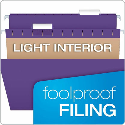 Business Source 1/5 Tab Cut Letter Hanging Folder, 8 1/2" x 11", Kraft, Purple, 25/Box (BSN14120)