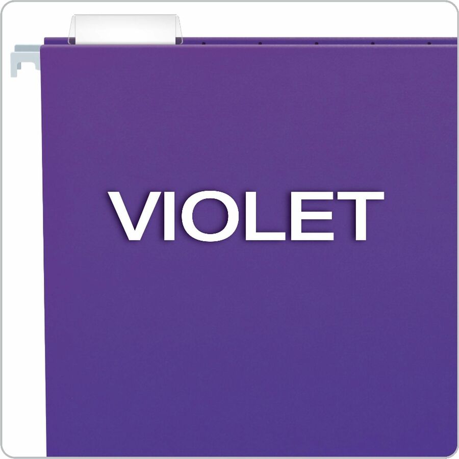 Business Source 1/5 Tab Cut Letter Hanging Folder, 8 1/2" x 11", Kraft, Purple, 25/Box (BSN14120)