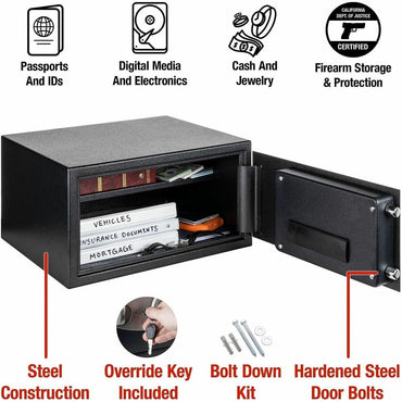 Sentry Safe X105P Security Safe, Internal Size 8.70" x 16.80" x 11.60", Black, 0.98 ft³, 2 Live-locking Bolt(s) (SENX105P)
