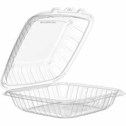 Dart Microwaveable Hinged Containers, ProPlanet Seal, 9 x 8.75 x 3, Clear, 75/Pack (DCC90PPHT1PK)