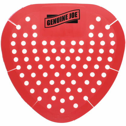 Genuine Joe Deodorant Urinal Screens, Splash Reducer, Odor Neutralizer, 6/Box, 6 Boxes/Carton, Red (GJO10011CT)