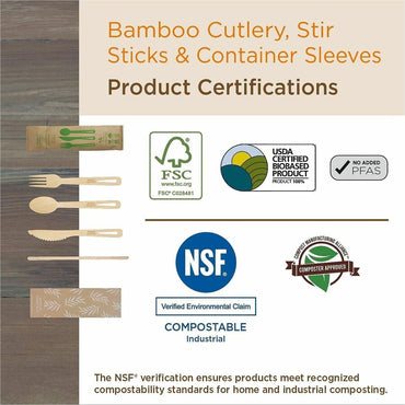 World Centric Compostable Bamboo Stir Sticks, 7.5", Natural, 10000/Carton (WORSRBB75)