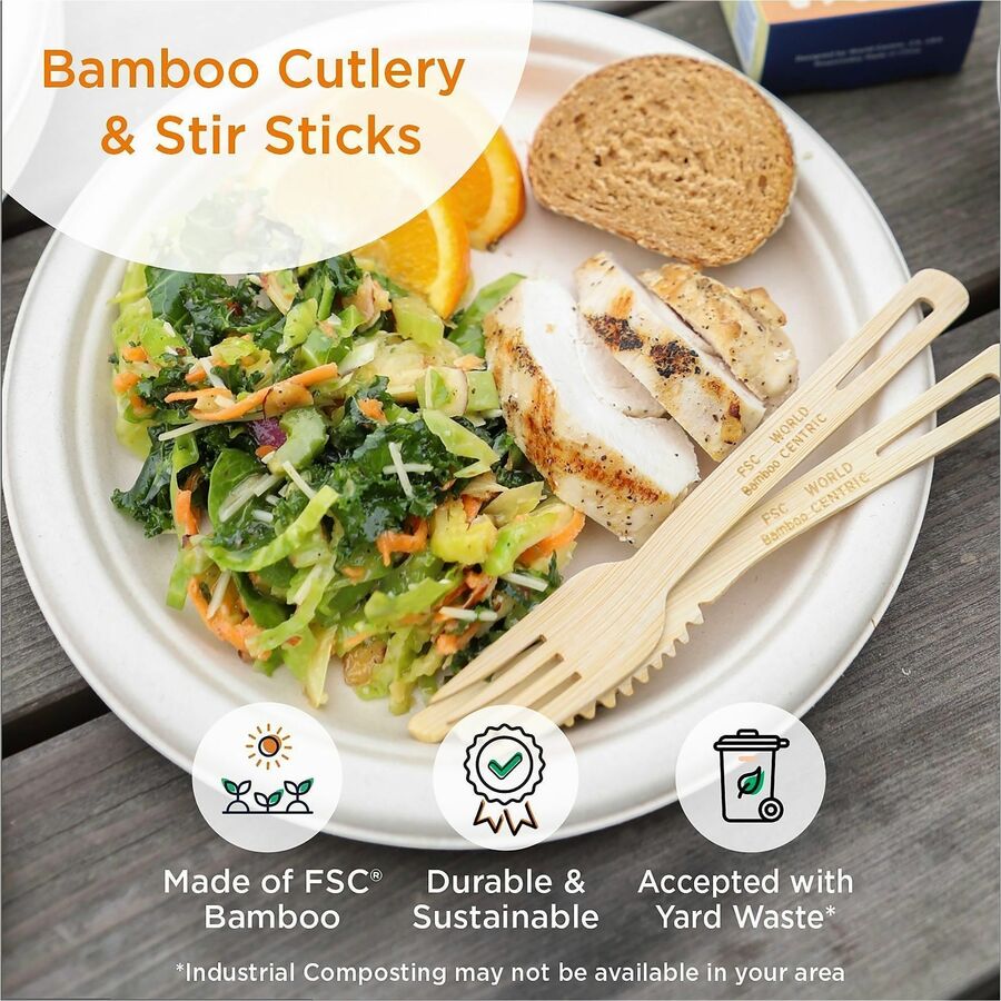 World Centric Compostable Bamboo Stir Sticks, 7.5", Natural, 10000/Carton (WORSRBB75)
