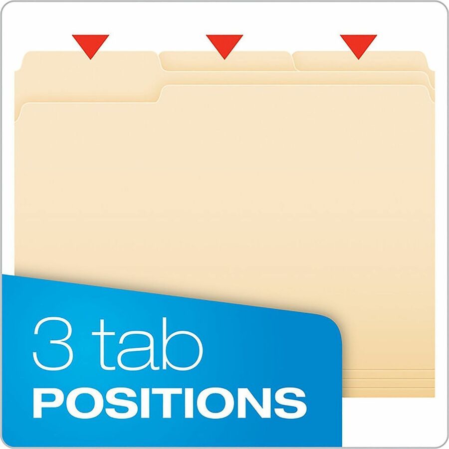 Business Source 1/3 Tab Cut Letter Top Tab File Folder, 8 1/2" x 11", 3/4" Expansion, Manila, 250/Carton (BSN18103)