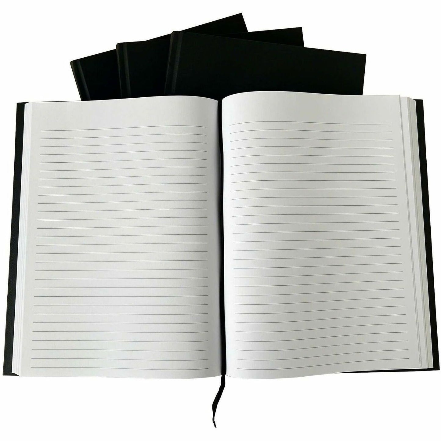 Business Source Hardbound Ruled Linen Journals, Hard Bound, Ruled Margin, Black Cover, 12/Carton (BSN10973CT)