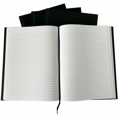 Business Source Hardbound Ruled Linen Journals, Hard Bound, Ruled Margin, Black Cover, 12/Carton (BSN10973CT)