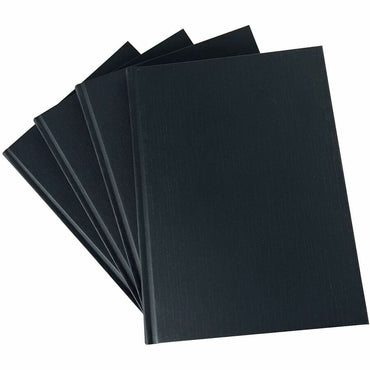 Business Source Hardbound Ruled Linen Journals, Hard Bound, Ruled Margin, Black Cover (BSN10973)