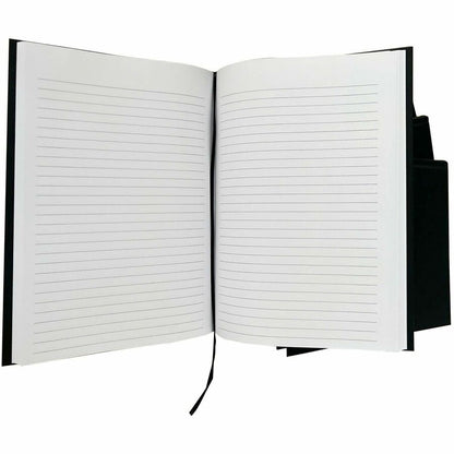 Business Source Hardbound Ruled Linen Journals, Hard Bound, Ruled Margin, Black Cover (BSN10973)