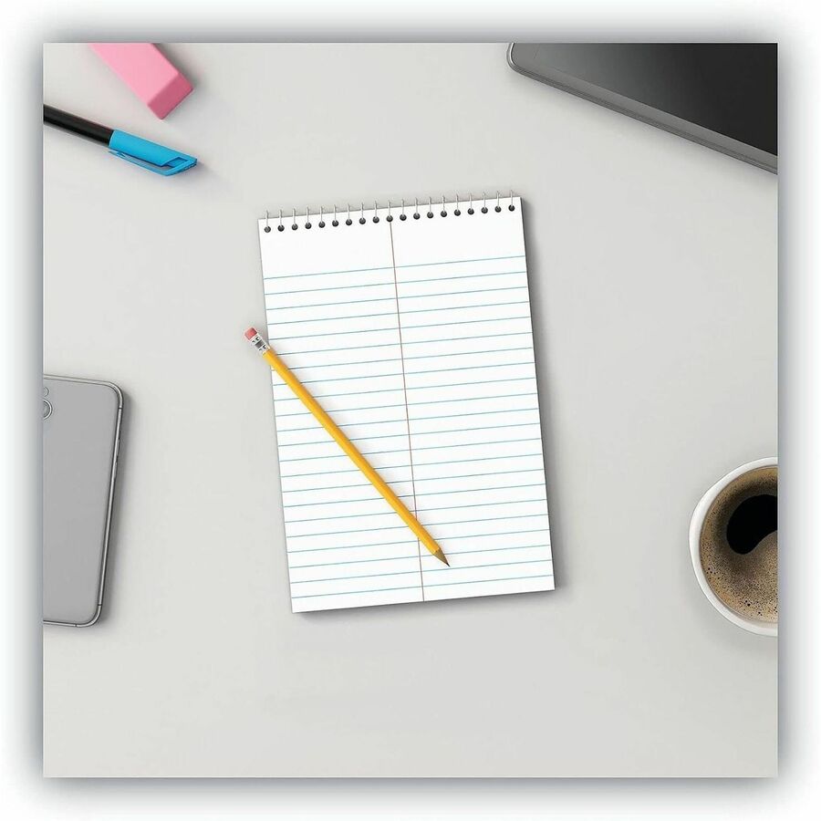 Business Source Green Tint Steno Notebook, 1 Subject, 6" x 9" Sheet Size, Red Cover, 6/Pack (BSN96920)
