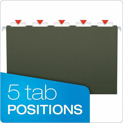 Business Source 1/5 Tab Cut Legal Hanging Folder, 8 1/2" x 14", 11 pt., Green, 50/Carton (BSN34111)