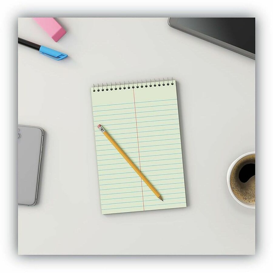 Business Source Green Tint Steno Notebook, 1 Subject, 6" x 9" Sheet Size, Green Cover, 6/Pack (BSN26743)