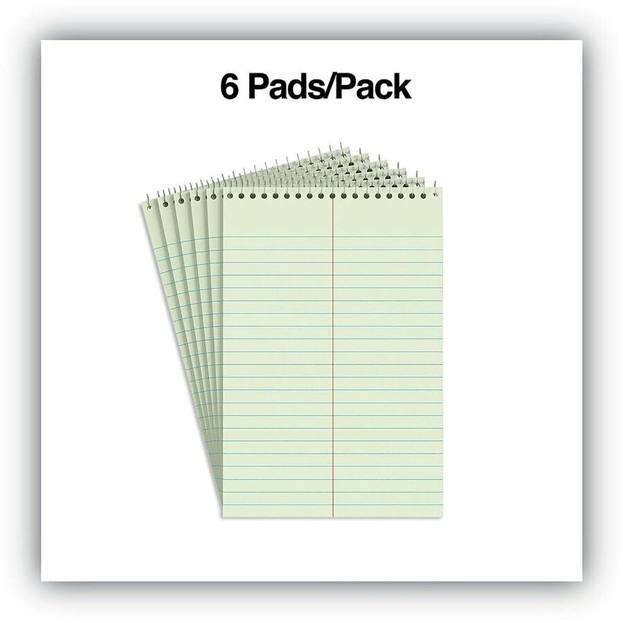 Business Source Green Tint Steno Notebook, 1 Subject, 6" x 9" Sheet Size, Green Cover, 6/Pack (BSN26743)