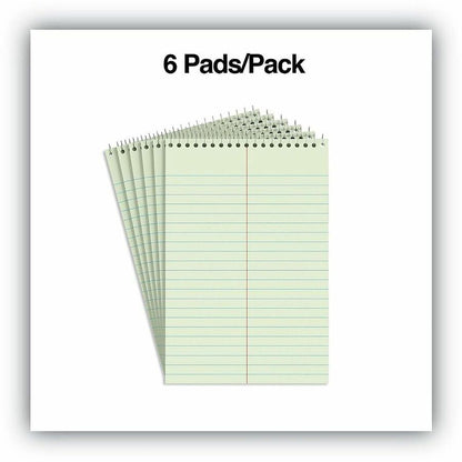 Business Source Green Tint Steno Notebook, 1 Subject, 6" x 9" Sheet Size, Green Cover, 6/Pack (BSN26743)