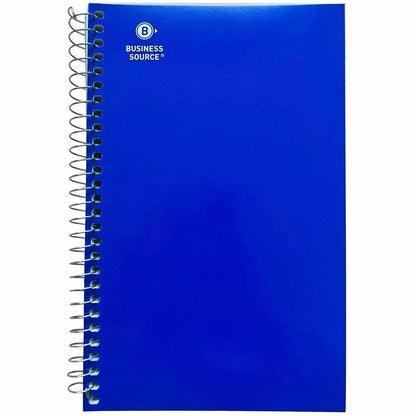 Business Source 3-Subject Wirebound Notebooks, 3 Subject(s), Wire Bound, Ruled Margin, 15 lb Basis Weight, 9 1/2" x 6" Sheet Size, White Paper, Paperboard Cover, Note Section, Durable, Micro Perforated, 4/Pack (BSN66414)