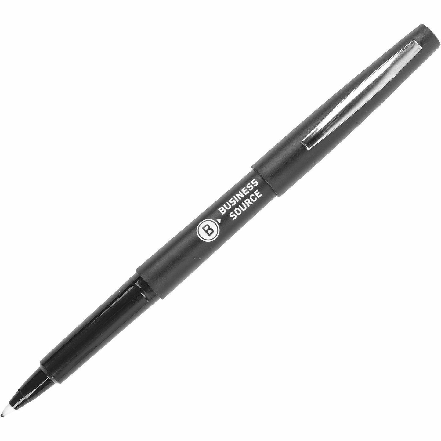 Business Source Porous Point Pens, Black Ink, Liquid, Drawing, Writing, 12 Dozen/Box, 12 Boxes/Carton (BSN50502CT)
