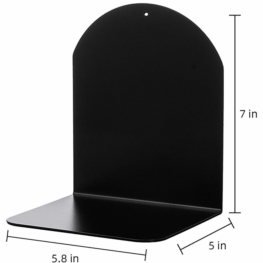 Business Source Steel Bookends, 7" Height, Magnetic, Black, 2/Pair (BSN54071)
