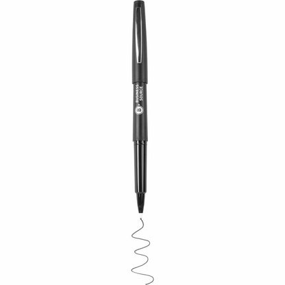 Business Source Porous Point Pens, Black Ink, Liquid, Drawing, Writing, 12/Dozen (BSN50502)