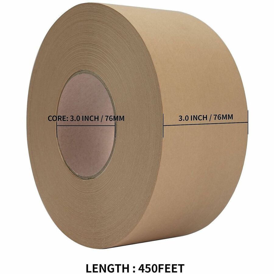Business Source Reinforced Gummed Paper Tape, 150 yd Length x 3" Width, Brown, 10/Box (BSN32939)
