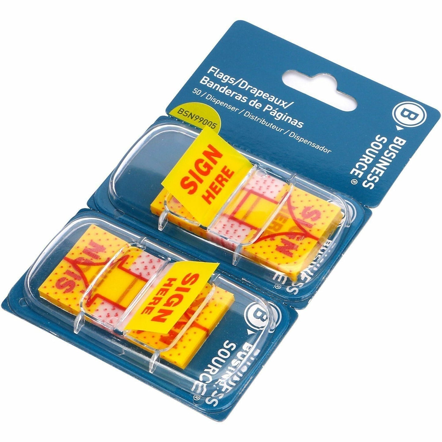 Business Source Sign Here Arrow Page Flags, 1" x 1 3/4", Yellow, 100/Pack (BSN99005)