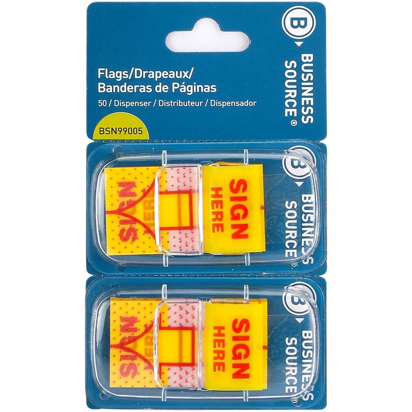 Business Source Sign Here Arrow Page Flags, 1" x 1 3/4", Yellow, 100/Pack (BSN99005)
