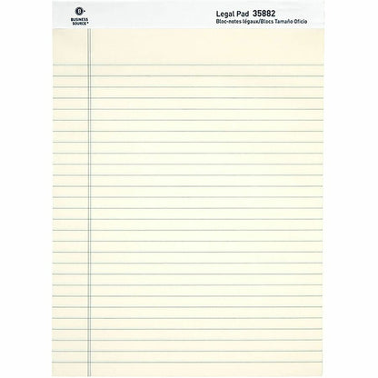 Business Source Micro-Perforated Legal Ruled Pads, 1 Subject, Stapled/Tapebound, Wide Ruled, 12/Dozen (BSN35882)