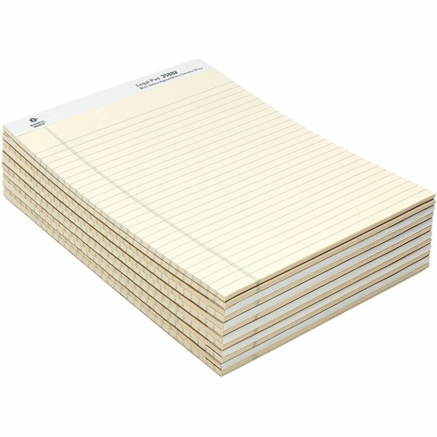Business Source Micro-Perforated Legal Ruled Pads, 1 Subject, Stapled/Tapebound, Wide Ruled, 12/Dozen (BSN35882)
