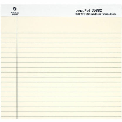Business Source Micro-Perforated Legal Ruled Pads, 1 Subject, Stapled/Tapebound, Wide Ruled, 12/Dozen (BSN35882)