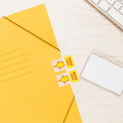 Business Source Sign Here Arrow Page Flags, 1" x 1 3/4", Yellow, 500/Pack (BSN99007)