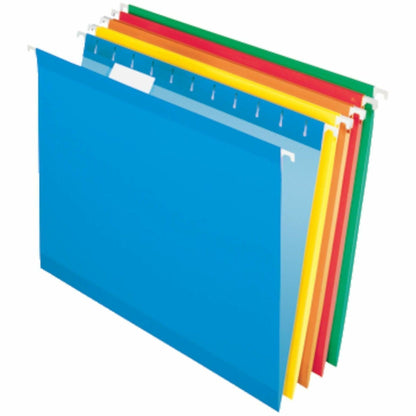 Business Source 1/5 Tab Cut Letter Hanging Folder, 8 1/2" x 11", 3/4" Expansion, 11 pt., Assorted, 25/Box (BSN34112)