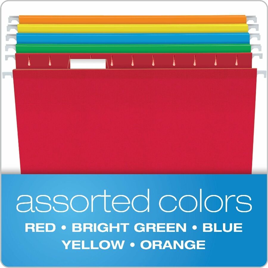 Business Source 1/5 Tab Cut Letter Hanging Folder, 8 1/2" x 11", 3/4" Expansion, 11 pt., Assorted, 25/Box (BSN34112)