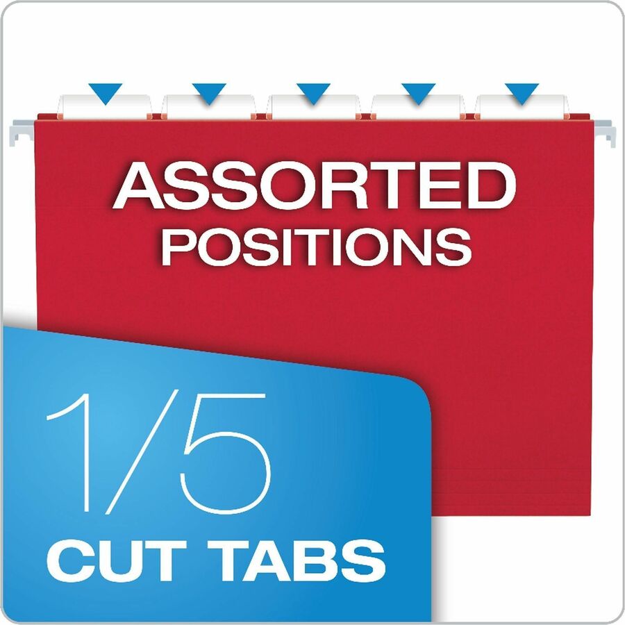 Business Source 1/5 Tab Cut Letter Hanging Folder, 8 1/2" x 11", 3/4" Expansion, 11 pt., Assorted, 25/Box (BSN34112)