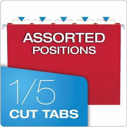 Business Source 1/5 Tab Cut Letter Hanging Folder, 8 1/2" x 11", 3/4" Expansion, 11 pt., Assorted, 25/Box (BSN34112)