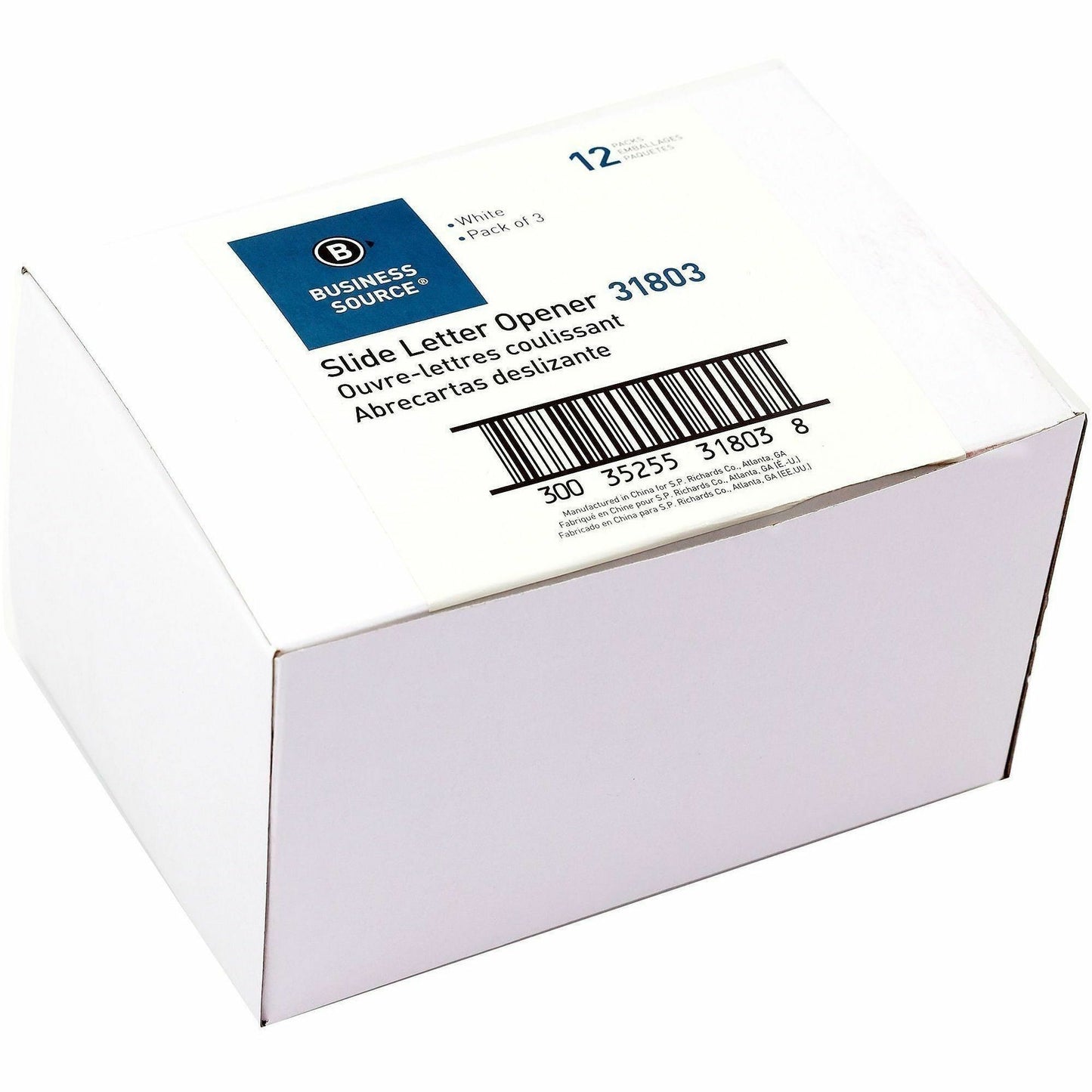 Business Source Hand Letter Opener, 3/Pack, 12 Packs/Box (BSN31803BX)