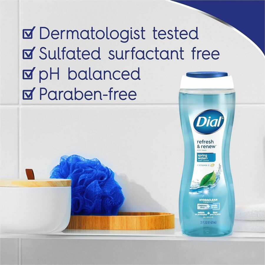 Dial Refresh & Renew Body Wash, Spring Water Scent, 16 fl oz, 6/Carton (DIA02653CT)