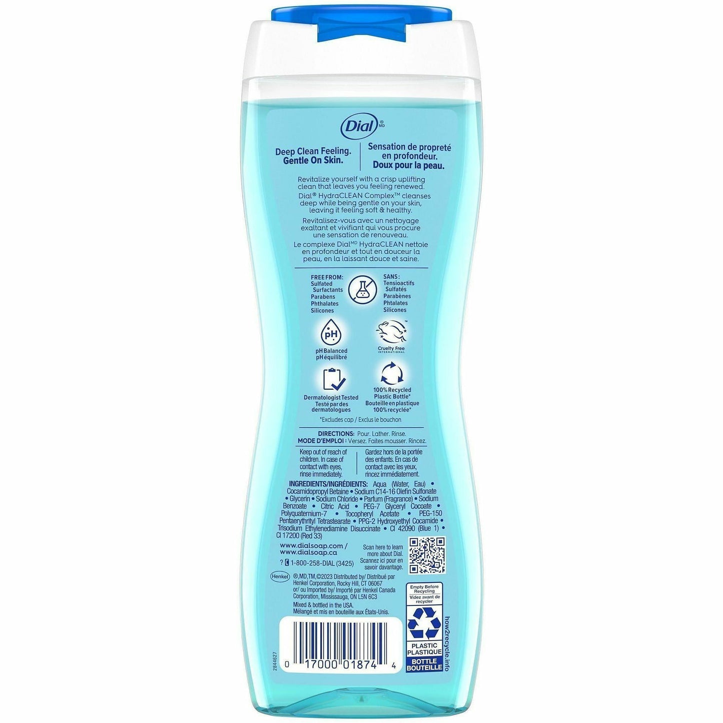 Dial Refresh & Renew Body Wash, Spring Water Scent, 16 fl oz, 6/Carton (DIA02653CT)