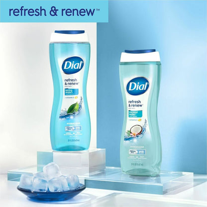 Dial Refresh & Renew Body Wash, Spring Water Scent, 16 fl oz, 6/Carton (DIA02653CT)