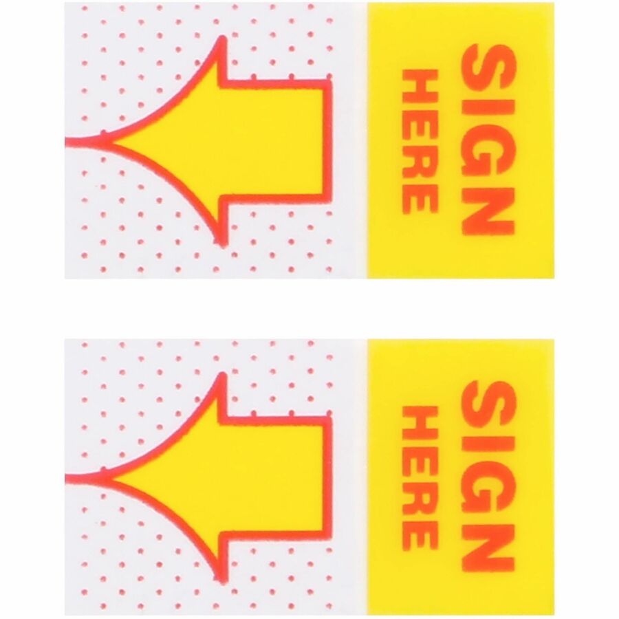 Business Source Sign Here Arrow Page Flags, 1" x 1 3/4", Yellow, 100/Pack, 48 Packs/Carton (BSN99005CT)
