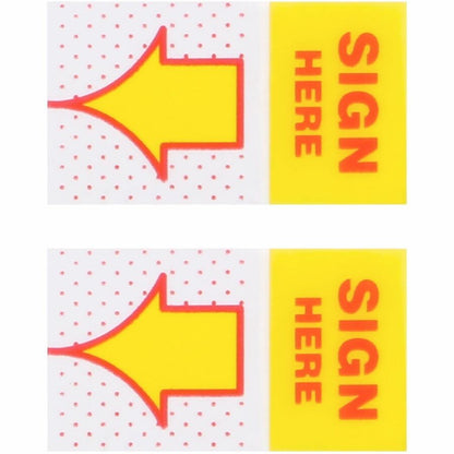 Business Source Sign Here Arrow Page Flags, 1" x 1 3/4", Yellow, 100/Pack, 48 Packs/Carton (BSN99005CT)