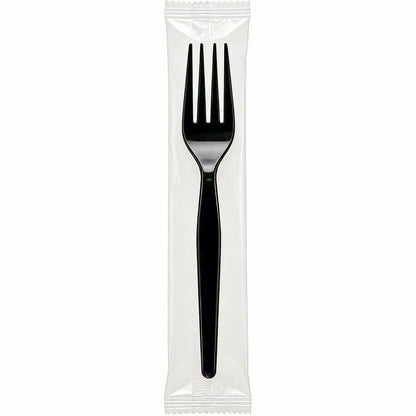 Genuine Joe Individually Wrapped Disposable Polystyrene Fork, Black, 1000/Carton (GJO30427)