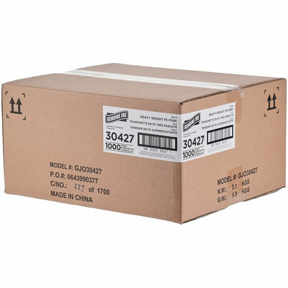 Genuine Joe Individually Wrapped Disposable Polystyrene Fork, Black, 1000/Carton (GJO30427)