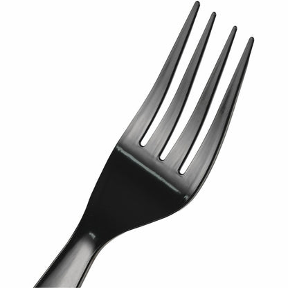Genuine Joe Individually Wrapped Disposable Polystyrene Fork, Black, 1000/Carton (GJO30427)