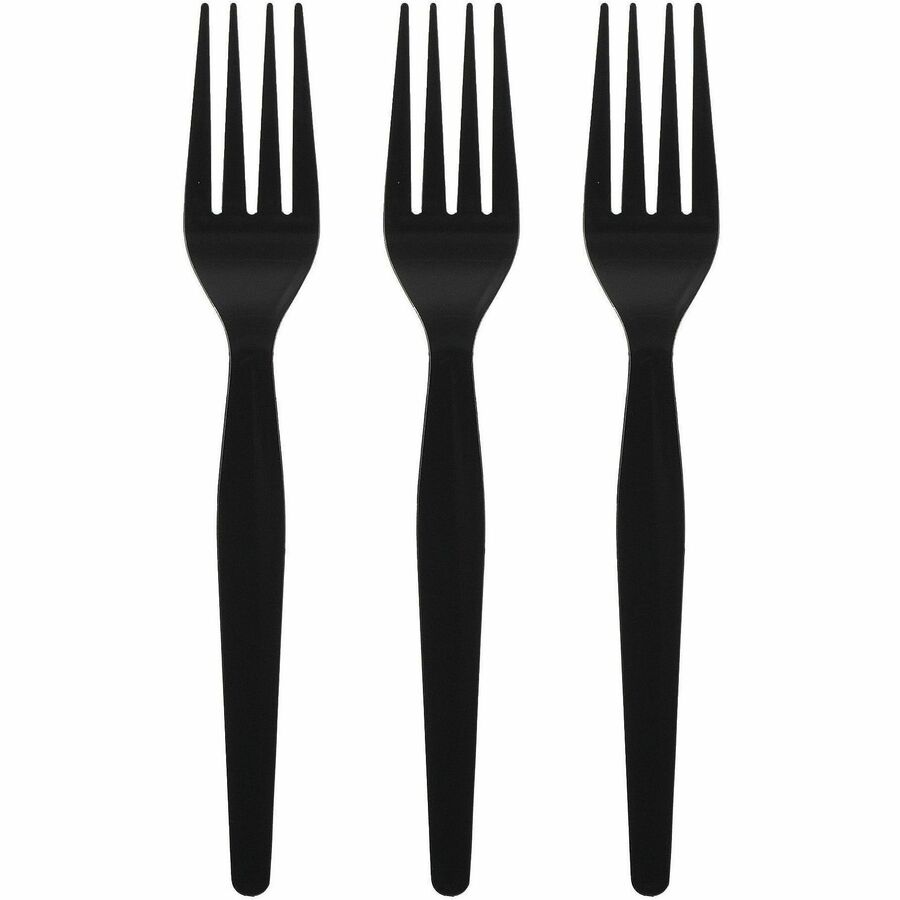 Genuine Joe Individually Wrapped Disposable Polystyrene Fork, Black, 1000/Carton (GJO30427)